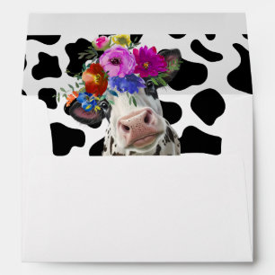 Enveloppe d'adresse de retour Vache sacrée florale