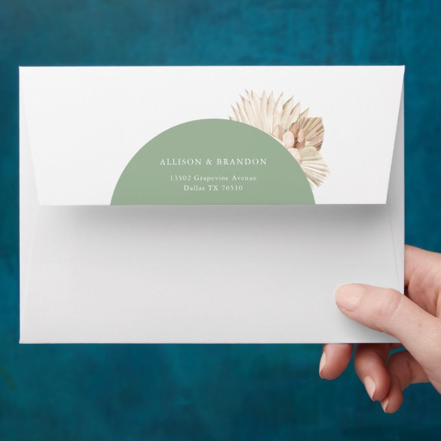 Enveloppe d'adresse Mariage Boho Sage Green (Hand)