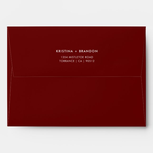 Enveloppe d'adresse Mariage de Bourgogne moderne (Dos (Haut rabat))