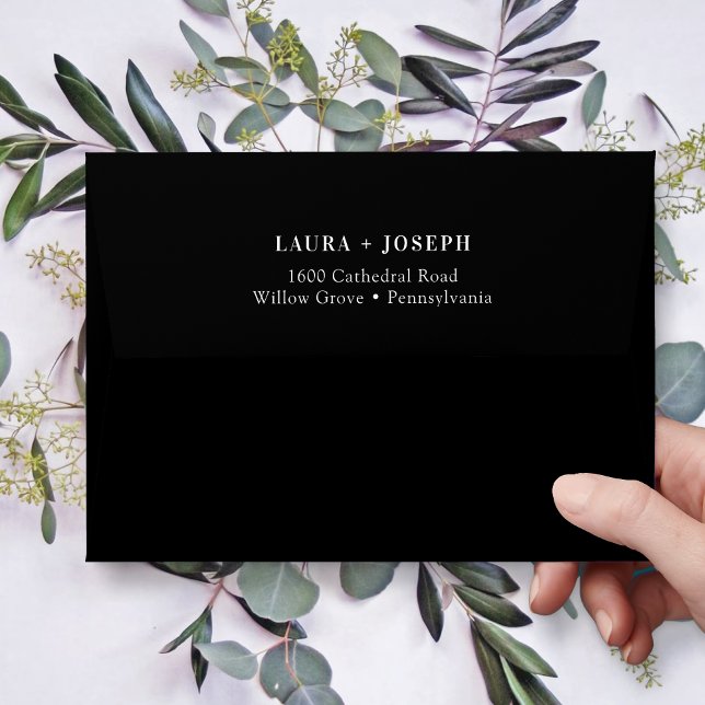 Enveloppe d'adresse Mariage simple en noir moderne (Créateur téléchargé)