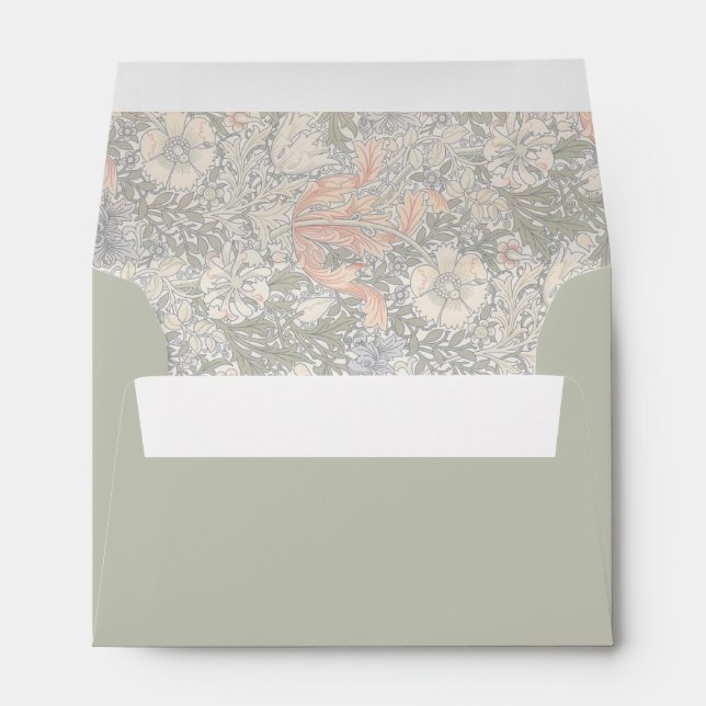 Enveloppe d'adresse verte florale Fleur sauvage (Dos (Bas))