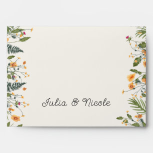 Enveloppe Daffodiles botaniques Daisy Peony Flowers Mariage