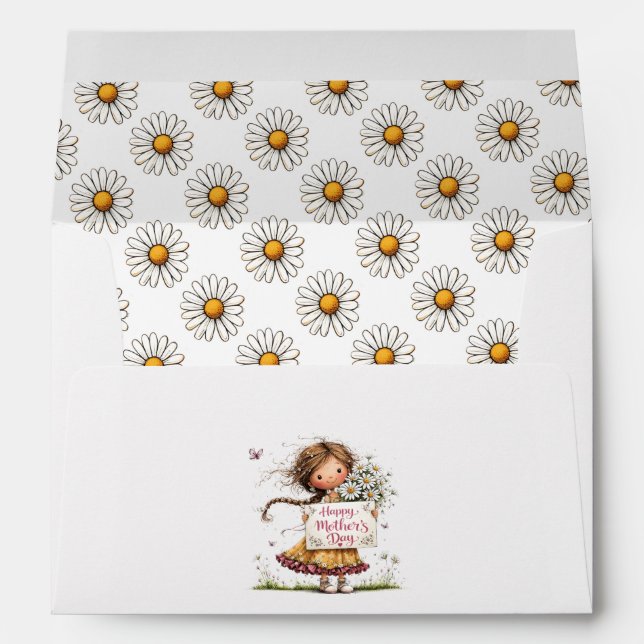 Enveloppe Daisy‑Lined “Happy Mother’s Day” Envelope (Dos (Bas))