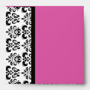 Enveloppe DAMASK MONOGRAM, améthyste mauve noir blanc