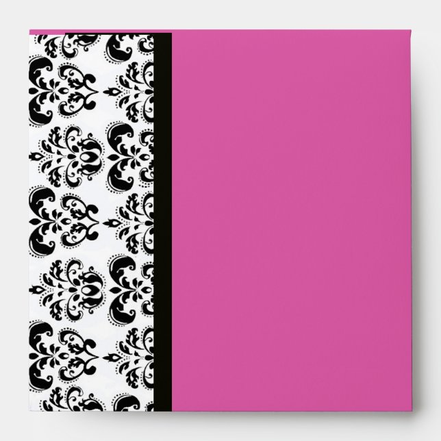 Enveloppe DAMASK MONOGRAM, améthyste mauve noir blanc (Devant)