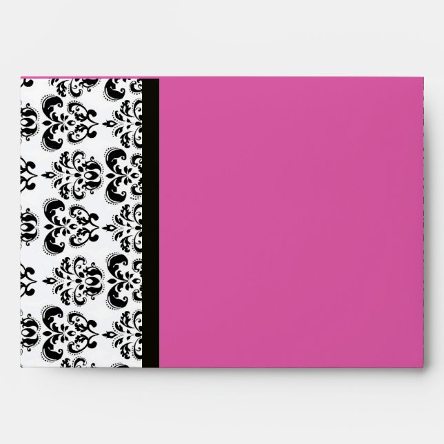 Enveloppe DAMASK MONOGRAS noir blanc rose violet améthyste (Devant)