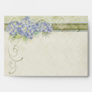 Enveloppe Damassé florale de remous d'hortensia bleu vintag