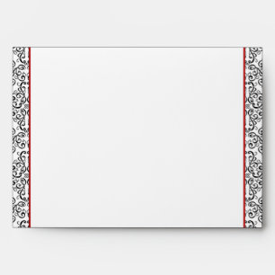Enveloppe Damassé noire et blanche avec l'enveloppe rouge de