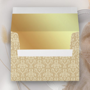 Enveloppe Damassé or et beige
