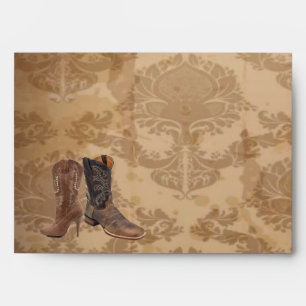 Enveloppe damassé rustique Western Cowboy mariage