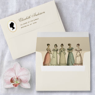 Enveloppe Dames de Régence Vintage Antique Silhouette Camée