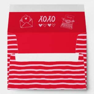 Enveloppe d'amour rouge et rose dessinée à la main