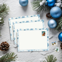 Enveloppe d'aquarelle bleu et blanc Snowflake