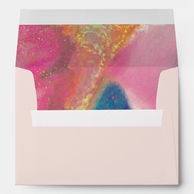 Enveloppe d'aquarelle Blush et Rainbow avec adress (Dos (Bas))