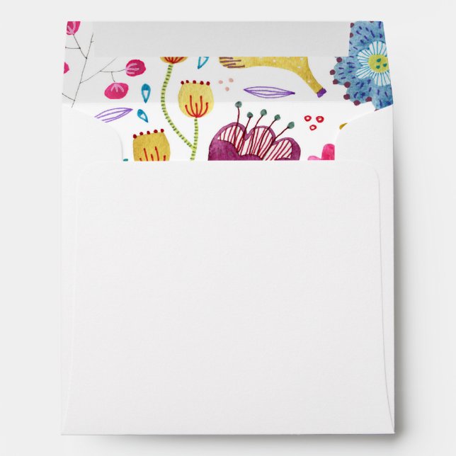 Enveloppe d'aquarelle des fleurs de hérisson (Dos (Bas))