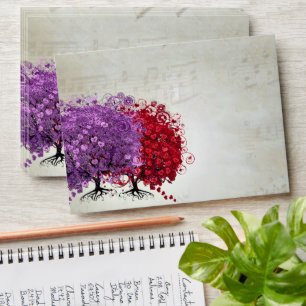 Enveloppe d'arbre de feuille de coeur violet music