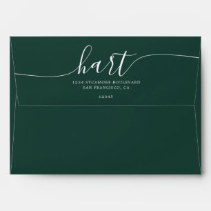 Enveloppe Dark Green avec White Script Adresse de retour