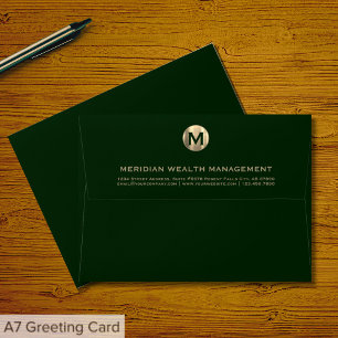 Enveloppe Dark Green Gold Business Monogramme Adresse de ret
