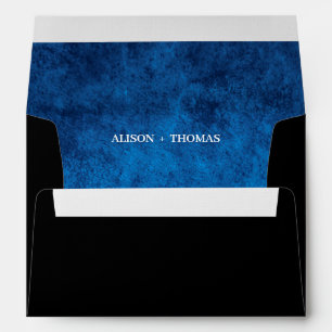 Enveloppe Dark Moody Black Blue avec rayures Mariage
