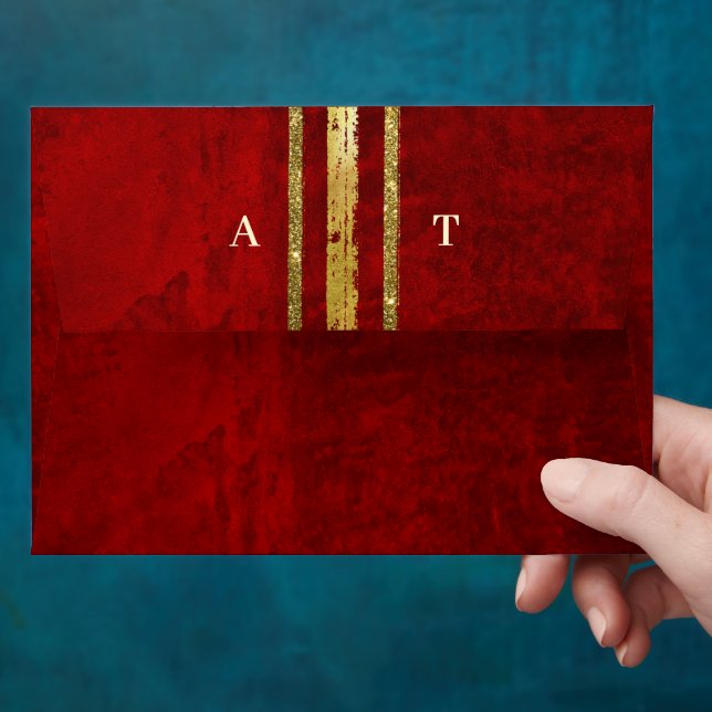 Enveloppe Dark Moody Gold Red avec griffes Mariage (Hand)
