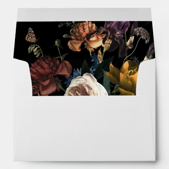 Enveloppe Dark Moody Romantic Floral Néerlandais Mariage (Dos (Bas))