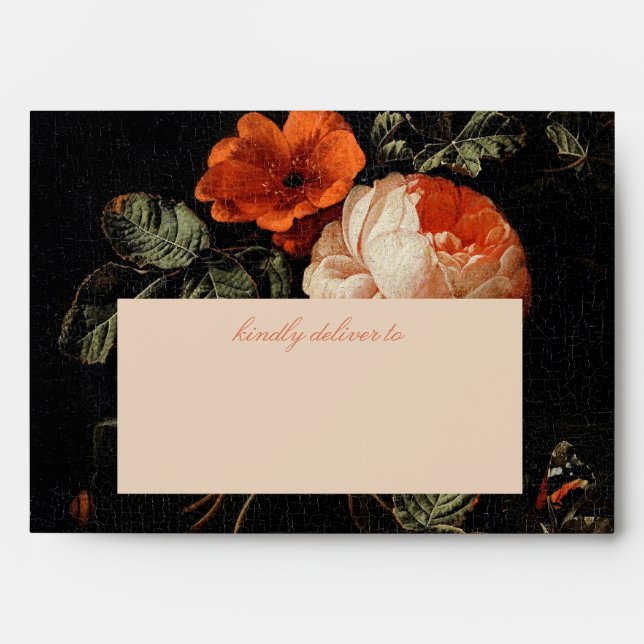 Enveloppe Dark Moody Romantic Floral Néerlandais Mariage (Devant)