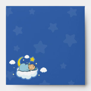 Enveloppe de Baby shower bleu Carré dormant