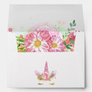 Enveloppe de Baby shower de fille rose arc-en-ciel