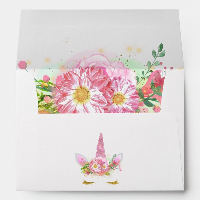 Enveloppe de Baby shower de fille rose arc-en-ciel (Dos (Bas))