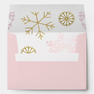 Enveloppe de Baby shower de flocons de neige rose