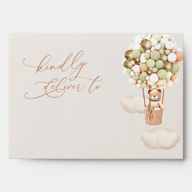 Enveloppe de Baby shower de l'Ours Vert Or (Devant)