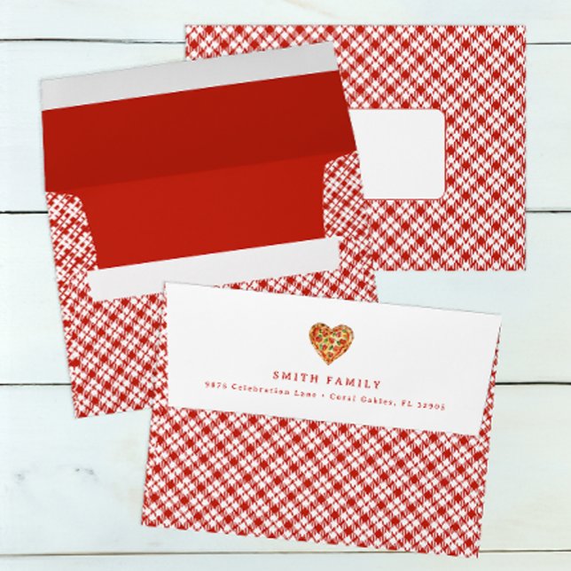 Enveloppe de Baby shower de pizza en forme de coeu (Fun Pizza Party Envelope)