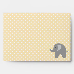Enveloppe de baby shower gris de polkadot jaune