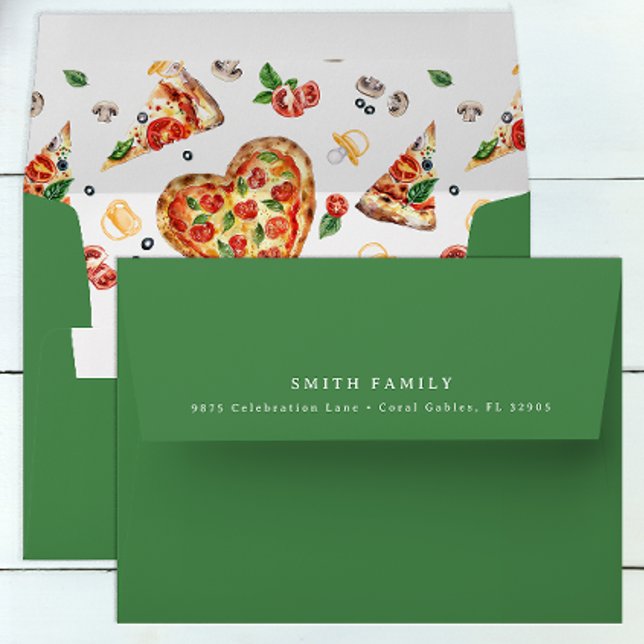 Enveloppe de Baby shower Pizza et Pacificateurs -  (Pizza Baby Shower Envelope)