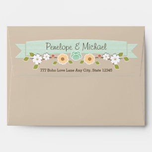 Enveloppe de bois floral rustique Mint A7 5"x7" en