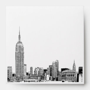 Enveloppe de Carré blanc gravé NYC Skyline 01