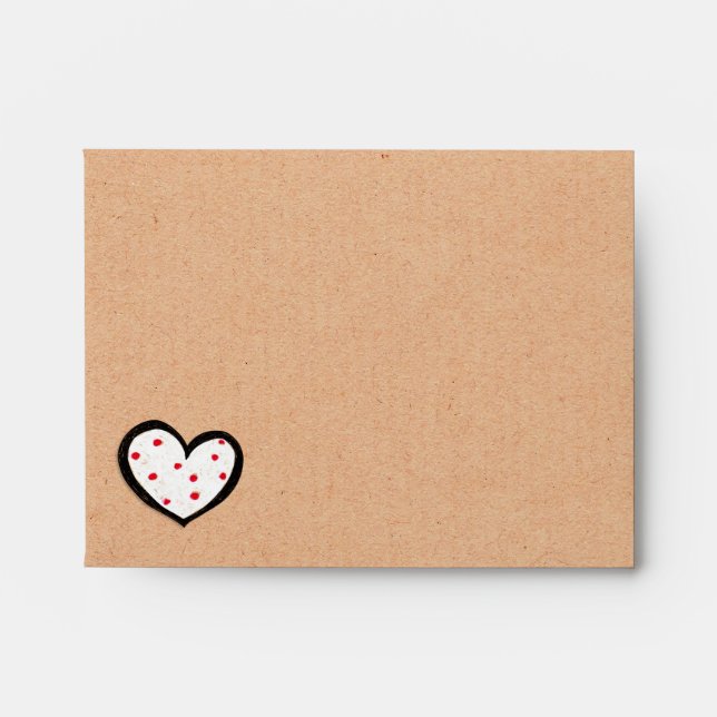 Enveloppe de carte A2 Note Coeurs Tentés Kraft (Devant)