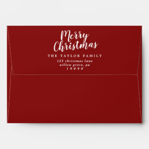 Enveloppe de carte de Noël Joyeux Rouge brossé