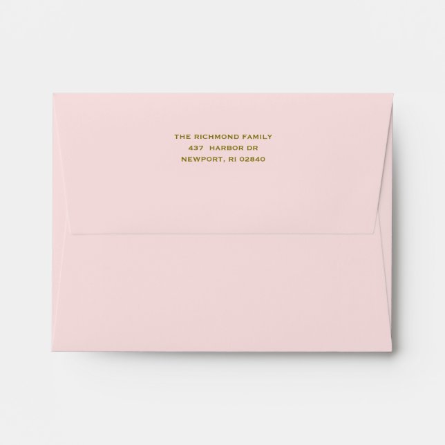 Enveloppe de carte de note rose vierge avec adress (Dos (Haut rabat))