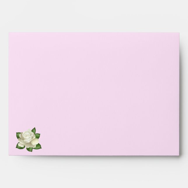 Enveloppe de carte de voeux Rose blanche (Devant)