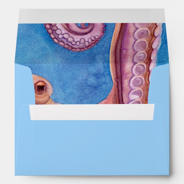 Enveloppe de carte octopus aquarelle (Dos (Bas))