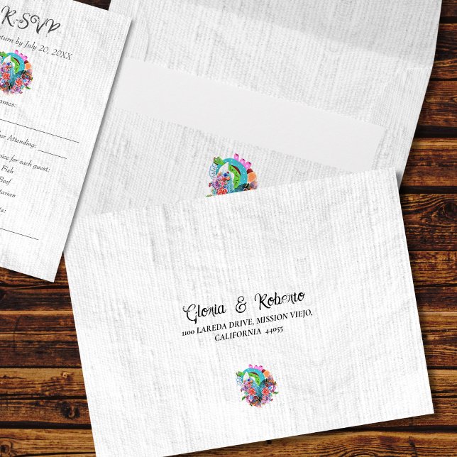 Enveloppe de carte RSVP pour mariage mexicain Flow (Créateur téléchargé)