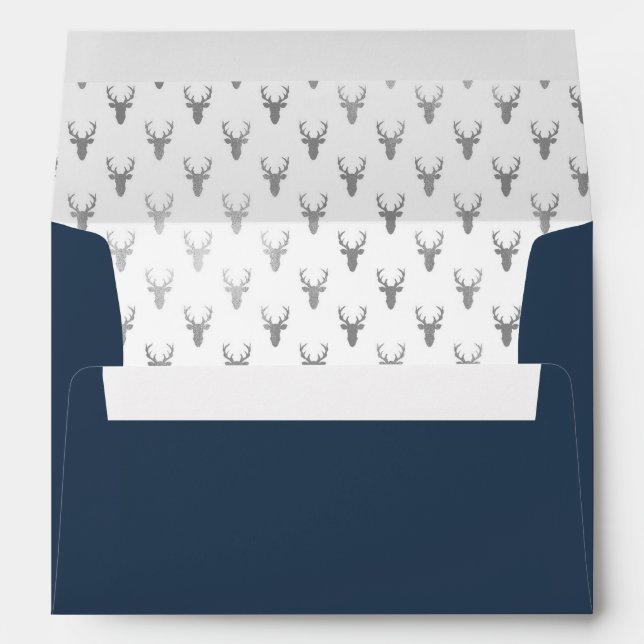 Enveloppe de cerfs de bois, Antlers, Bleu de marin (Dos (Bas))