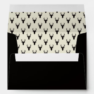 Enveloppe de cerfs en bois, Antlers, Rouge, Noir, 