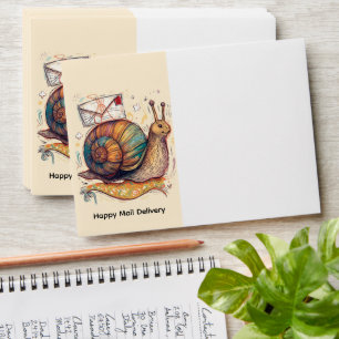Enveloppe de courrier escargot heureux