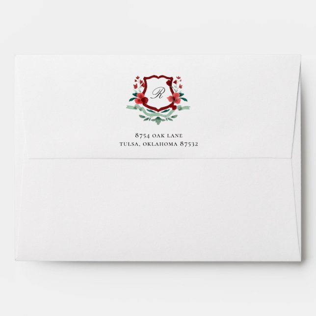 Enveloppe de crête de Noël classique rouge et vert (Dos (Haut rabat))