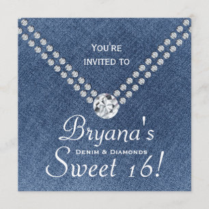 Enveloppe de diamants de denim Bling Invitation Sw