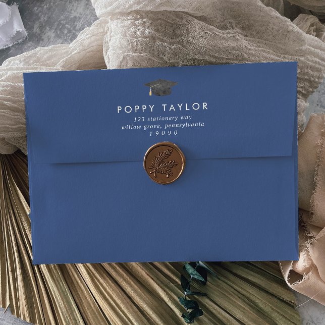 Enveloppe de Faire-part de graduation en bleu chic (Créateur téléchargé)