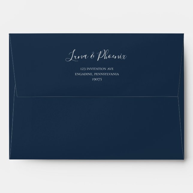 Enveloppe de Faire-part de mariage bleue de la Mar (Dos (Haut rabat))