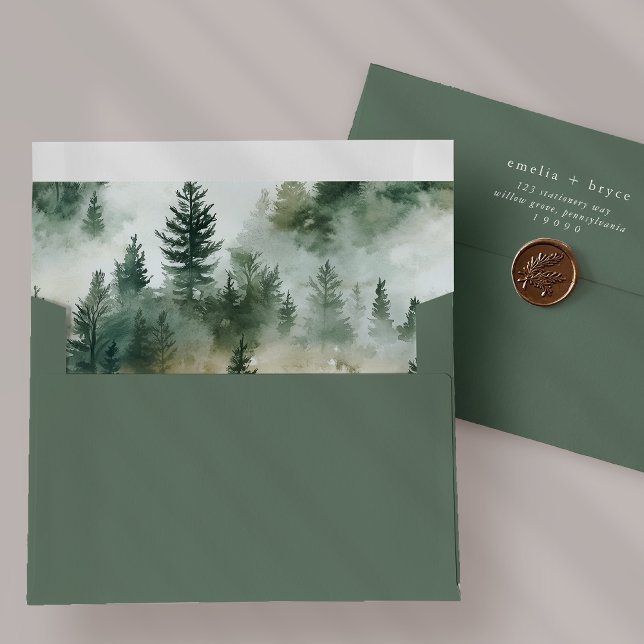 Enveloppe de Faire-part de mariage de la forêt EME (EMELIA Forest Mountain Wedding Invitation Envelope)